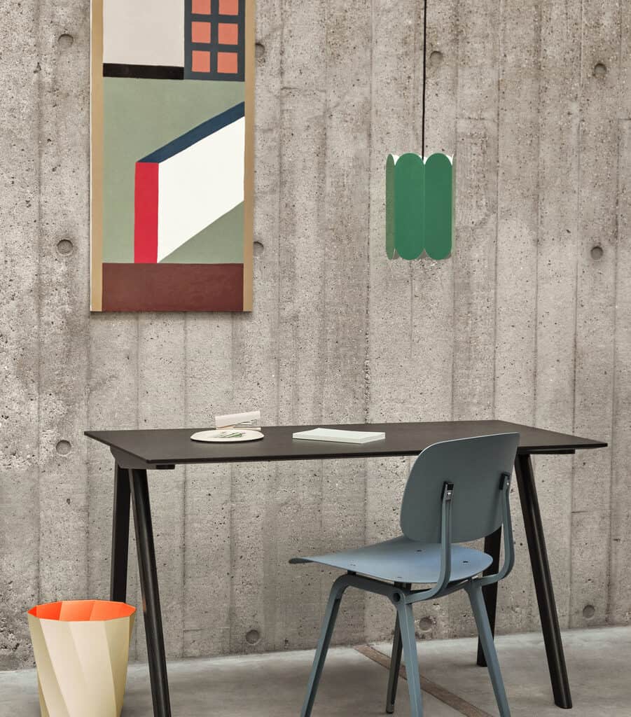 Arcs_Shade_sea_green_Revolt_ocean_seat_and_back_ocean_steel_base_Paper_Paper_Bin_warm_beige