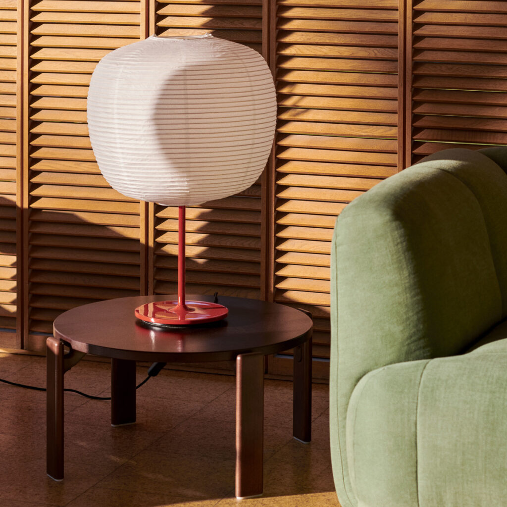 Common_Rice_Paper_Shade_Peach_Common_Table_Lamp_red_Rey_Coffee_Table_umber_brown_wb_lacquered_beech_Quilton_2_Seater_Linara_100