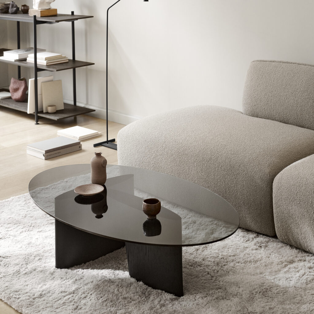 Glyph_Coffee table oval, Panorama sofa_Cuddle col. 04_Formal shelving_Elba rug_72 dpi