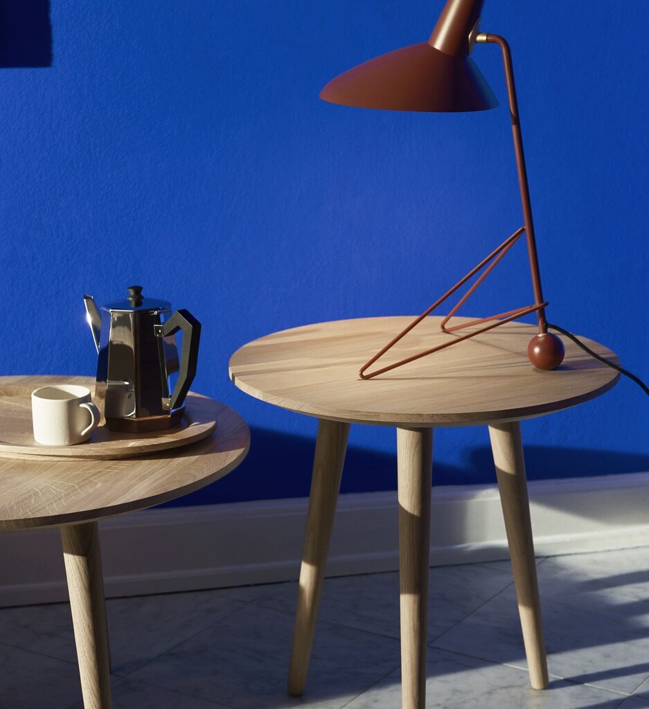 Tripod_HM9_Maroon_IIn_Between_SK13,SK14_Oiled_Oak_ICollectTray_SC64_Lacquered_Oak